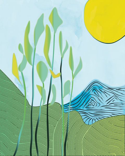 Paysage abstrait avec une montagne bleue par Tanja Udelhofen