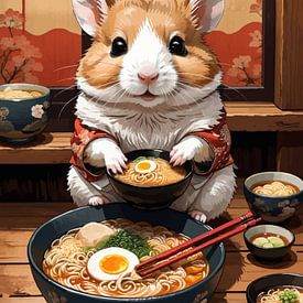 Hamster Eating Japanese Ramen by MIROKKU