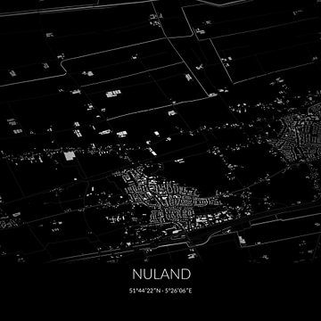 Zwart-witte landkaart van Nuland, Noord-Brabant. van Rezona