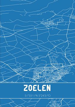 Blaupause | Karte | Zoelen (Gelderland) von Rezona