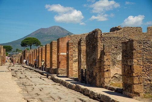 restanten van Pompeji en de vulkaan Vesuvius, Italië van Jan Fritz