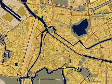 Plan du centre de 's-Hertogenbosch dans le style de Gustav Klimt sur Maporia