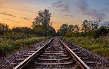 Railroad track at sunset by Thomas Marx
