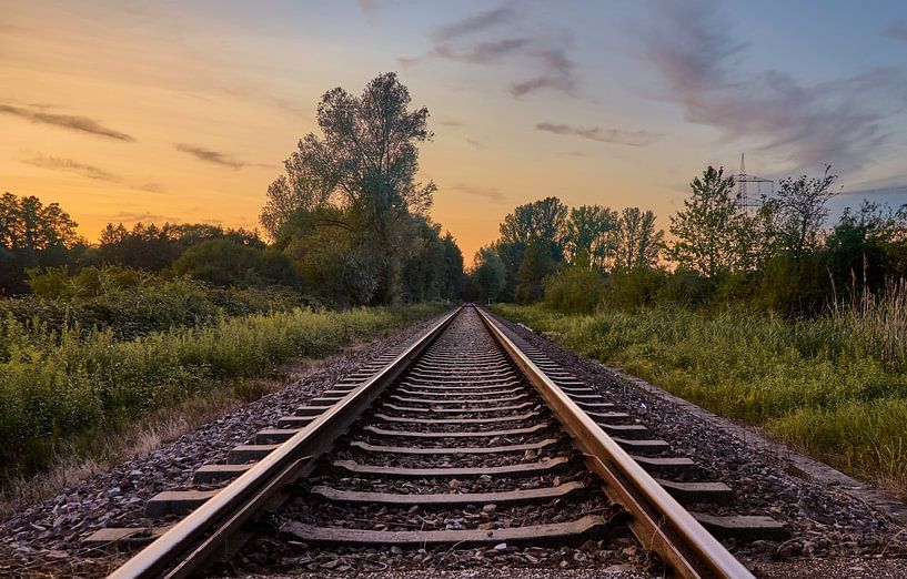 Railroad track at sunset by Thomas Marx