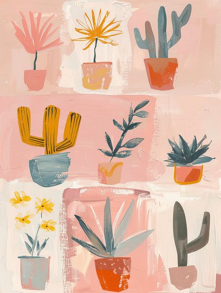 Cheerful botanical still lifes, illustration by Studio Allee