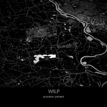 Zwart-witte landkaart van Wilp, Gelderland. van Rezona