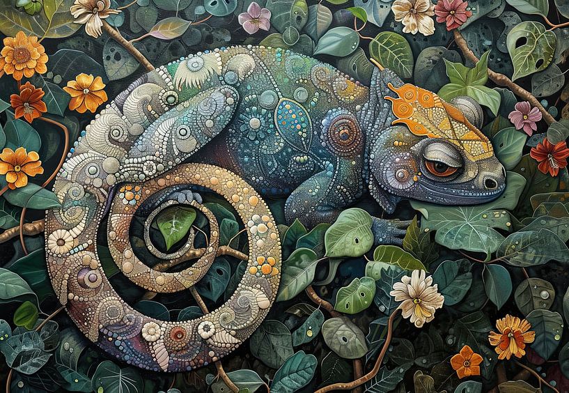 Chameleon Painting by Eye catching paintings