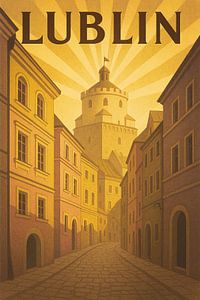 Lubliner Altstadt Poster - Krakauer Tor & Schlossturm Architektur Kunst