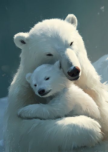 Des ours polaires dans une étreinte tendre