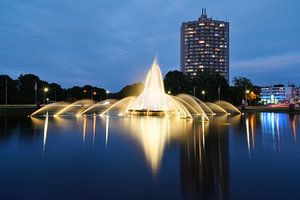 Aken - Europaplatz bij nacht