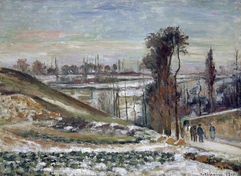 Camille Pissarro,Snowy landscape near le Hermi by finemasterpiece