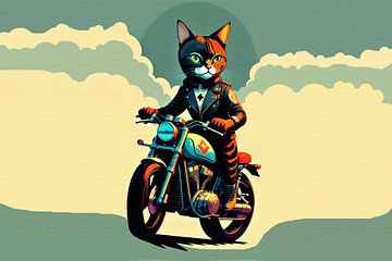 Motor cat in the clouds by Maud De Vries