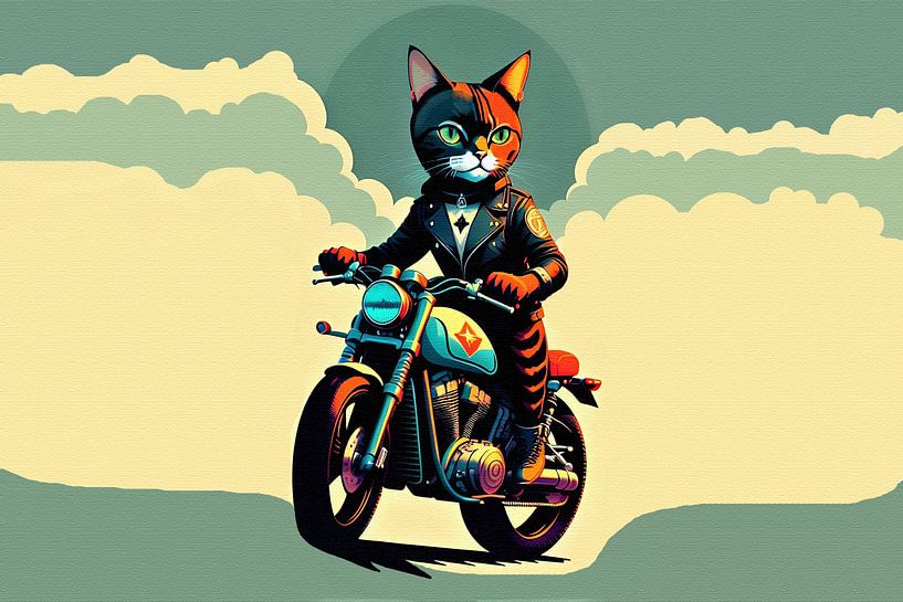 Motor cat in the clouds by Maud De Vries
