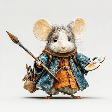 niedliche Maus als Maler verkleidet Kinderzimmerdekoration