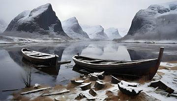 Twee boten in een fjord van Nick Wendt