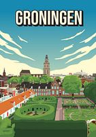 Groningen: Kleurrijke Stadsgezicht Poster