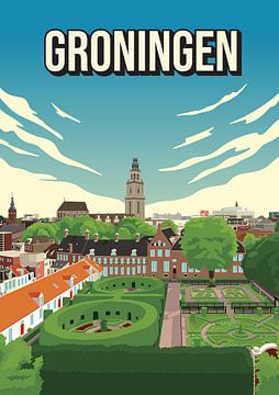 Groningen: Kleurrijke Stadsgezicht Poster van Jorn van Hezik