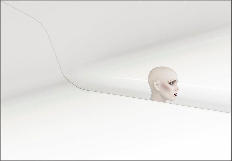 Minimalistisch wit met hoofd van Marcel van Balken