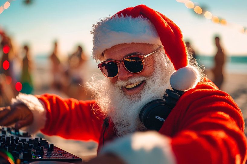 Party veranstaltender Weihnachtsmann von Poster Art Shop