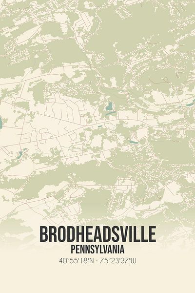 Alte Karte von Brodheadsville (Pennsylvania), USA. von Ortsdrucke