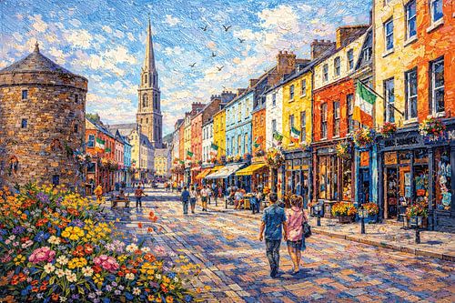 Waterford in Ierland, een impressionistisch schilderij.