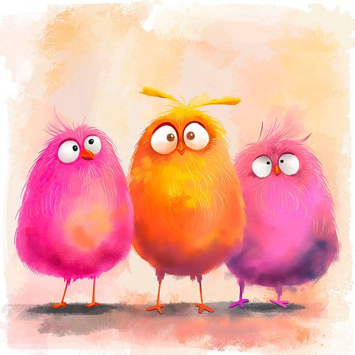 Cheerful bird friends