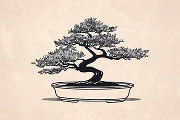 Minimalistische Bonsai Kunst in Zwart-Wit van Imperial Art House