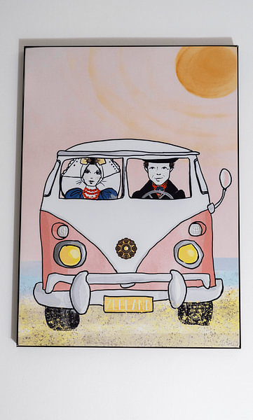 Kundenfoto: Zeeland Oldtimer-Bus am Strand von Debbie van Eck, als ArtFrame