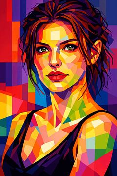 Strahlende Stille – Geometrisches Frauenporträt von Dodik Hariyono