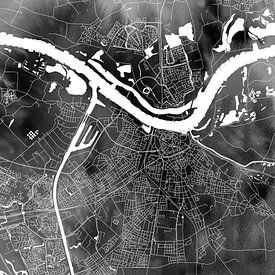 Nijmegen Stadtplan | Schwarz Aquarell | Wand Kreis oder Quadrat von WeltkartenShop