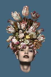 Tulipe (fond bleu) sur toon joosen