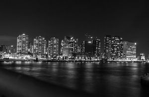 Paysage urbain de Rotterdam depuis le pont Erasmus (noir et blanc) sur Sebastian Stef