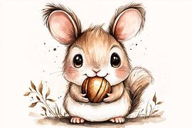 Joli dessin d'écureuil à l'aquarelle sur Imperial Art House