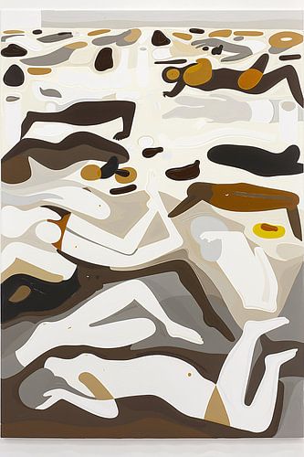 Abstracte zwemmers in kleurrijk tafereel