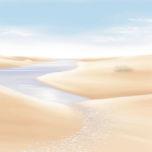 Beige Malerei Friedliche Träumerei | Landschaft