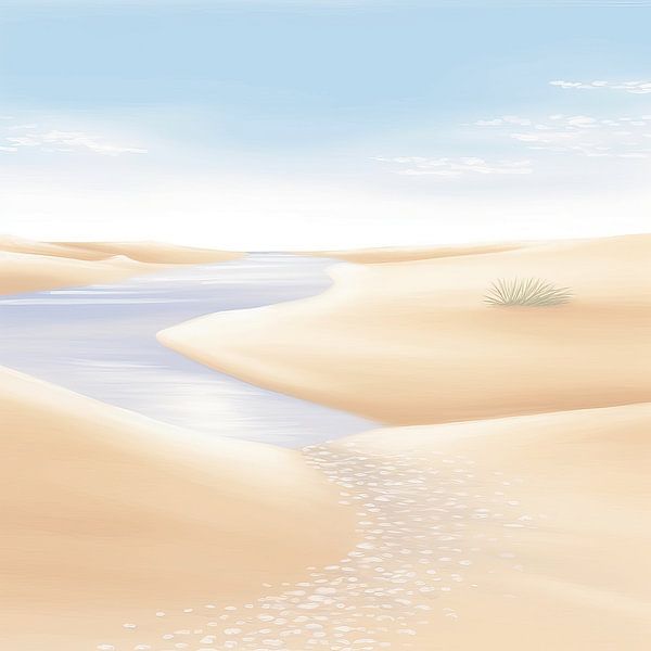 Beige Malerei Friedliche Träumerei | Landschaft von Blickfänger Gemälde