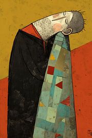 Modernes Porträt | Nachdenkliche Farbblöcke von ARTEO Gemälde