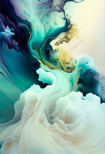 Abstract work with colourful organic shapes