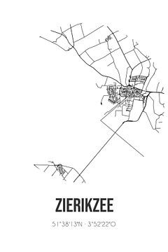 Zierikzee (Zeeland) | Landkaart | Zwart-wit van MijnStadsPoster