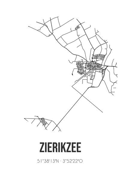 Zierikzee (Zeeland) | Map | Black and white by Prints of Place
