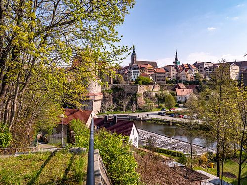 Gezicht op de oude stad van Bautzen in de lente