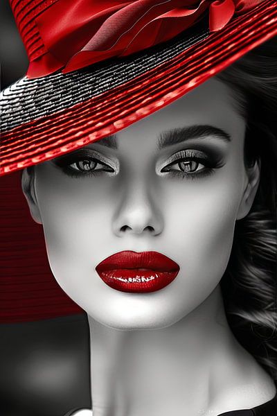 woman with red hat by Egon Zitter