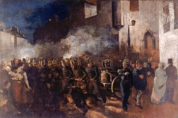 Brandweermannen rennen naar een vuur, Gustave Courbet, 1850 - 1851