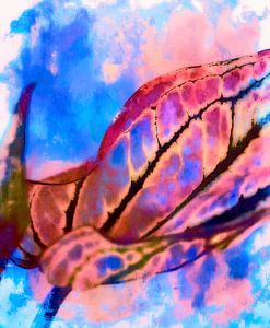 Dschungel Blatt in Bunten Farben Blau Pink