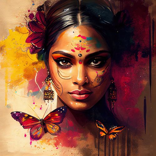 Gouden vlinder Hindoeïstisch portret