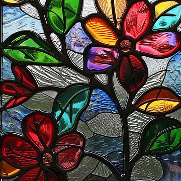 Glas in lood bloemen van TheXclusive Art