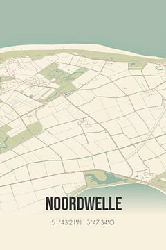 Alte Karte von Noordwelle (Zeeland) von Rezona