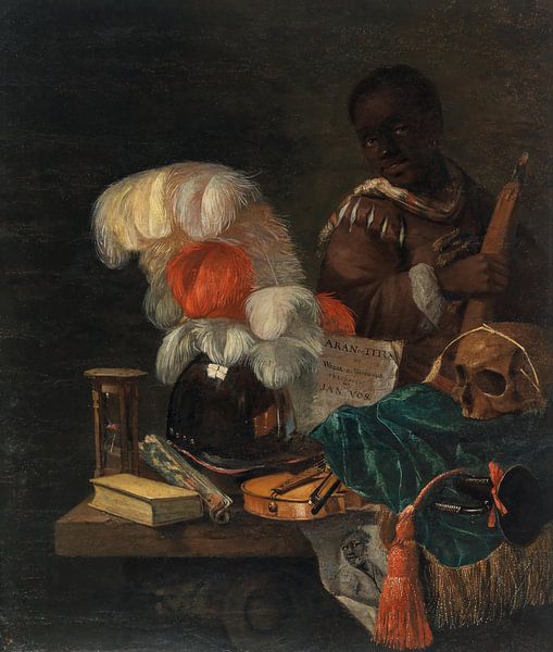 A helmet decorated with ostrich feathers, Juriaen van Streeck by Masterful Masters