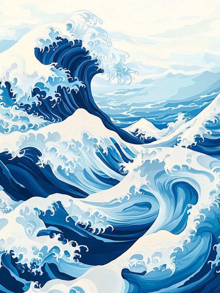 Dynamische Meereswellen im Blau von Poster Art Shop