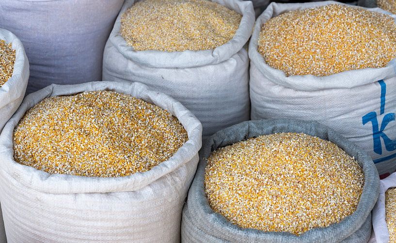 Corn in sacks by Daan Kloeg